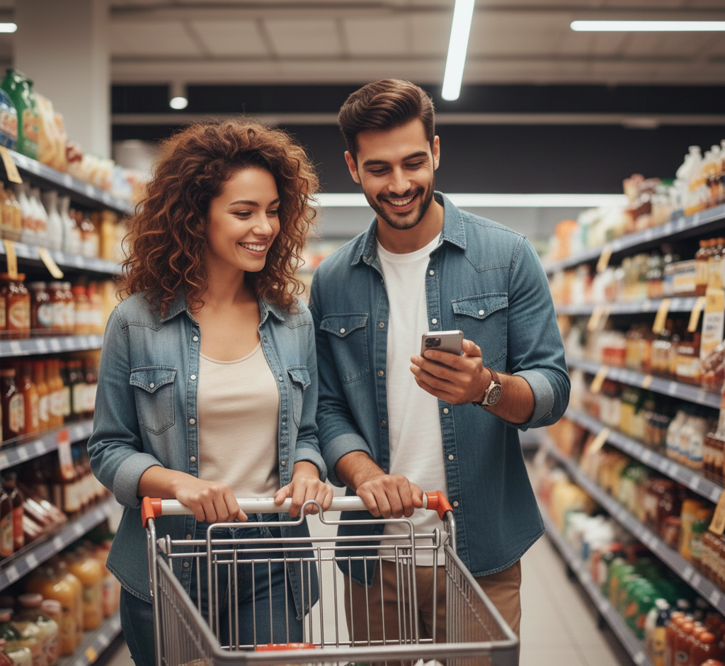 MoodShopping App Interface im Supermarkt